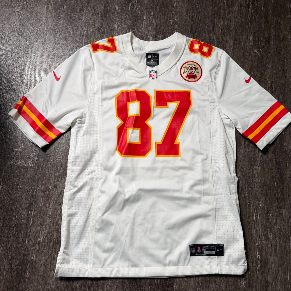 Nike Travis Kelce Kansas City Chiefs Jersey Mens Medium White NFL Game 87 AFL